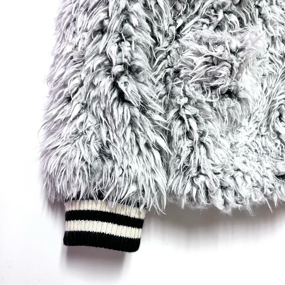 Free People Fluffy Dolman Jacket Faux Fur Varsity Hooded Oversized SZ XS/S Cozy - Picture 5 of 15